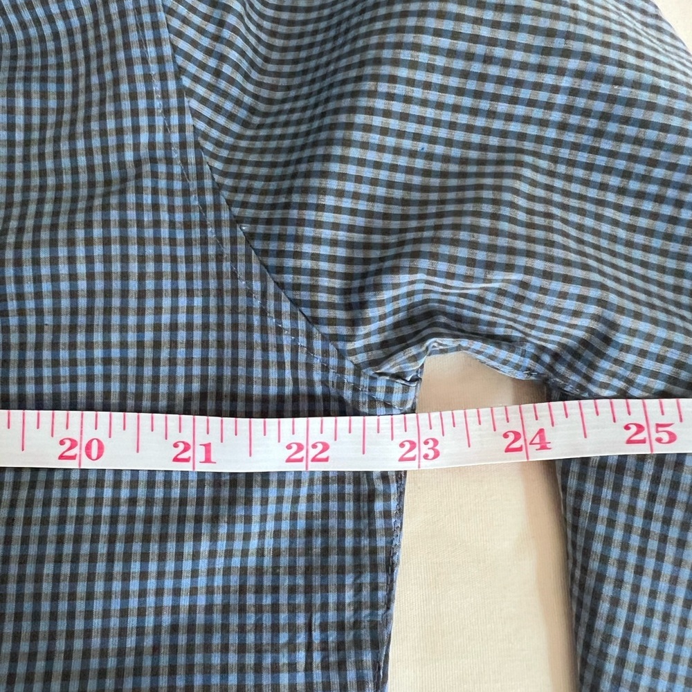 Theory Shirt Mens Blue Checker Plaid Long Sleeve Button Up Casual Size M - Picture 6 of 11